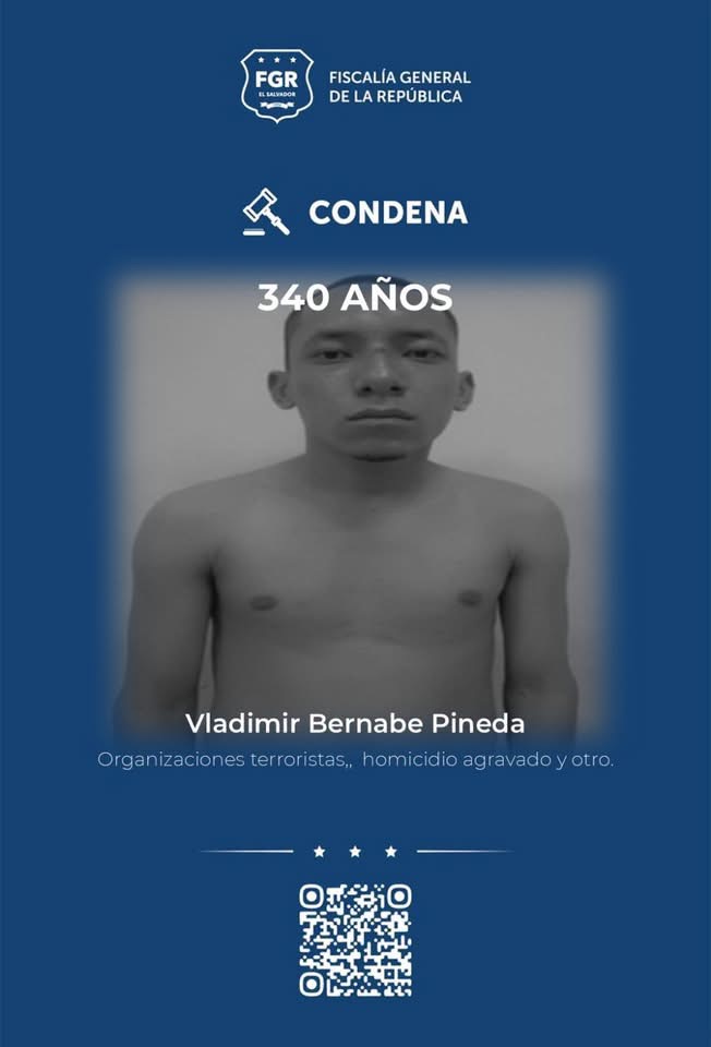 Jonathan Steven Reyes Rivera, miembro de la MS-13, condenado a 880 años de prisión por homicidios, extorsiones y otros delitos en San Miguel.
